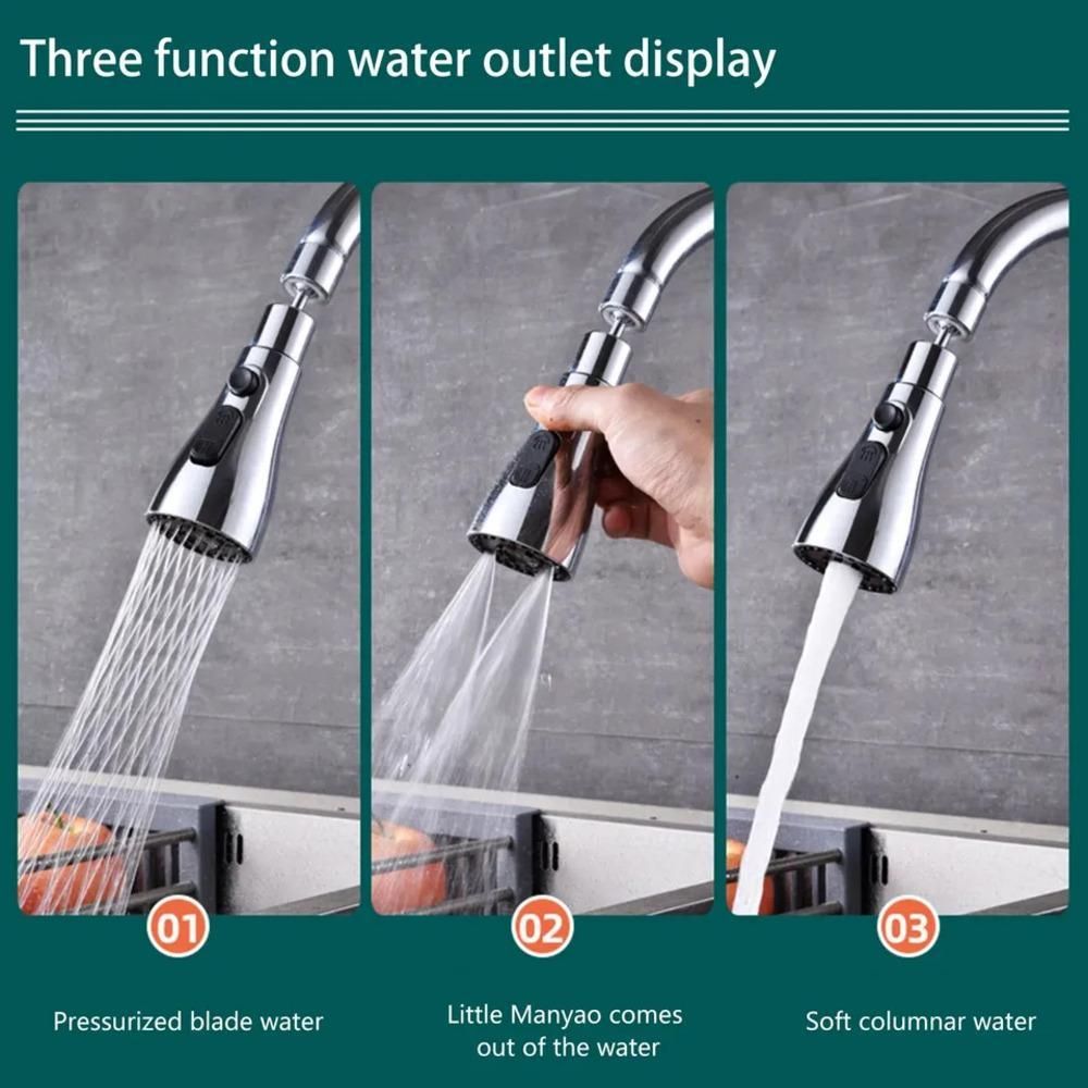 Premium 3-Mode Kitchen Sink Faucet – 360° Swivel, High-Pressure, Splash-Free & Water-Saving