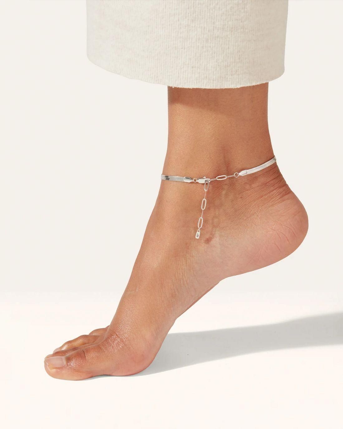 💫Anti Tarnish Lucky Snake Anklet – Sterling Silver, Adjustable & Elegant