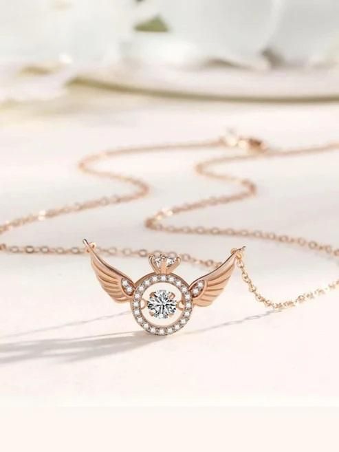 ✨ Premium Rose Gold Angel Wings Pendant Necklace