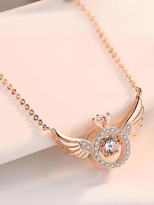 ✨ Premium Rose Gold Angel Wings Pendant Necklace